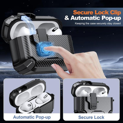 Mulifunctional Earphone Case with Holder ，Anti-Fall Protective Earbuds Case ,Generation Case with Secure Lock,Full Body Shockproof Hard Protective Cover for Airpods Pro 2, 3，1/2 ，Pro,Airpods 4 .In Earheadphone Pouch ,Earbuds Case,Duarable