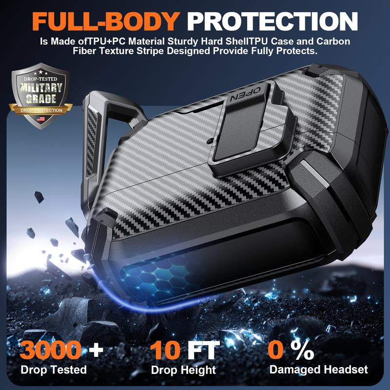 Mulifunctional Earphone Case with Holder ，Anti-Fall Protective Earbuds Case ,Generation Case with Secure Lock,Full Body Shockproof Hard Protective Cover for Airpods Pro 2, 3，1/2 ，Pro,Airpods 4 .In Earheadphone Pouch ,Earbuds Case,Duarable